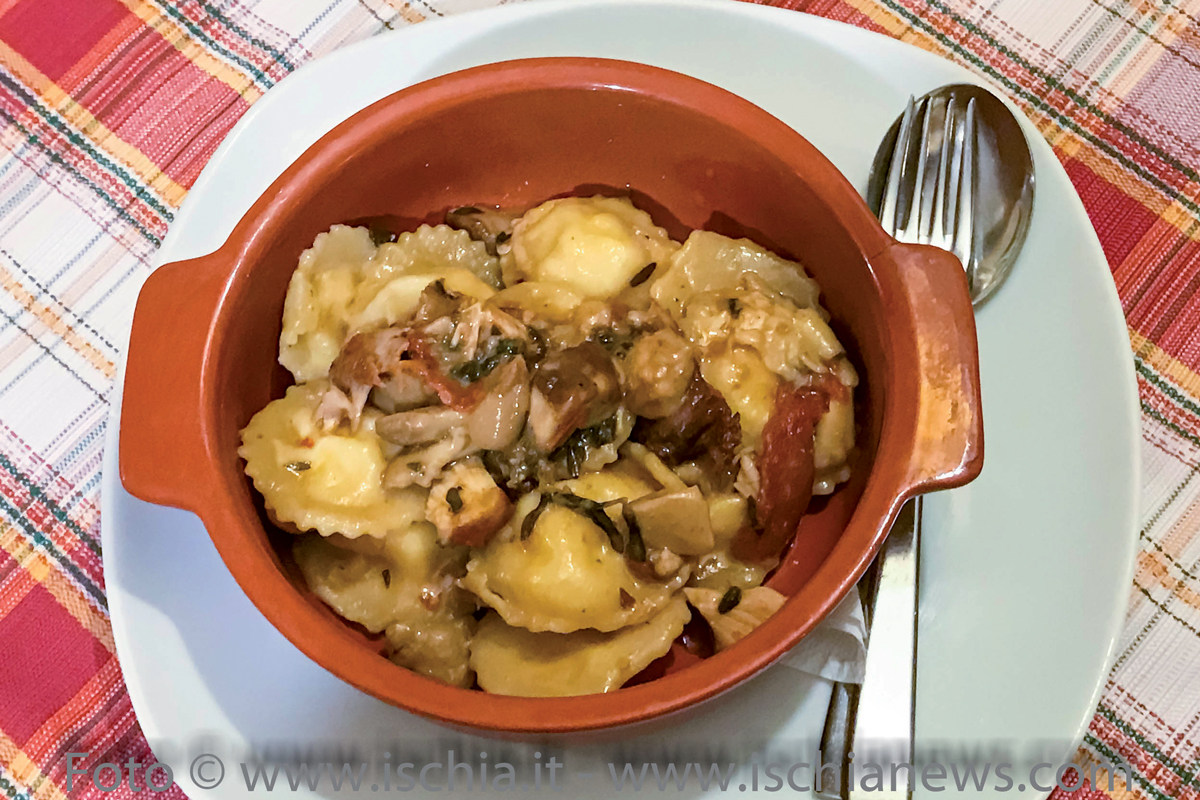 Ravioli with rabbit sauce and porcini mushrooms